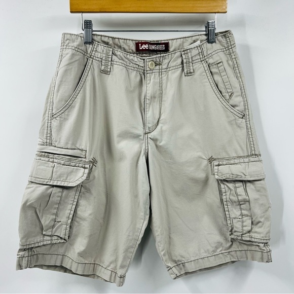 Lee Dungarees Men's Beige Cargo Shorts Size 30 Outdoor Hiking Multi Pockets - Picture 1 of 4